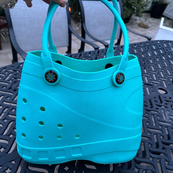 Optari Waterproof Beach Pool Sol Tote Bag Handles Blue Soft Rubber - Picture 5 of 9